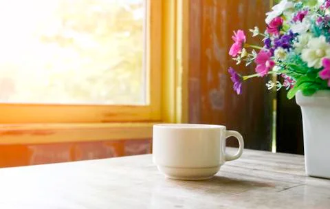 Cup of coffee table Stock-Fotos