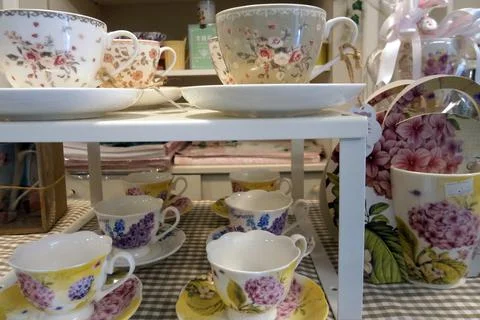 A cup of coffee on a table Stock Photos