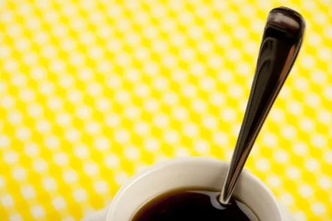 Cup of coffee with tablecloth Stock Photos