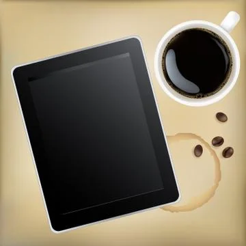 Cup of coffee with tablet computer Stock Illustration