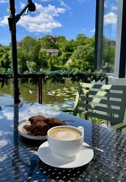 Cup of coffee on the terrace Fotos Stock