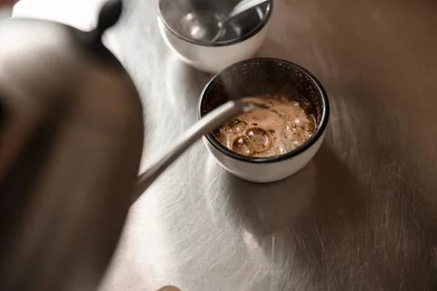 A cup of coffee for testing roasted process Stock Photos