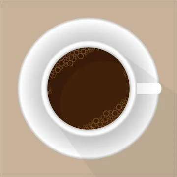 Cup of coffee, top view flat design-Vector Illustration. Stock Illustration