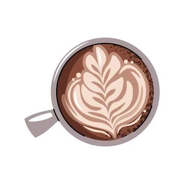 Cup of coffee, top view. Latte, cappuccino, americano. Hot coffee drink wit.. Stock Illustration