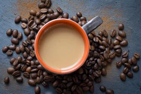 Cup of coffee top view Stock Photos