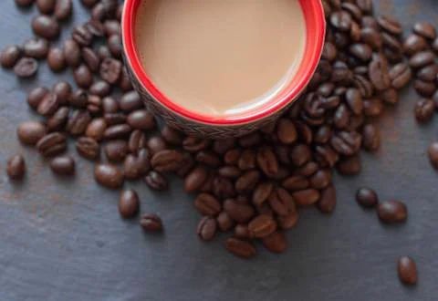 Cup of coffee top view Stock Photos