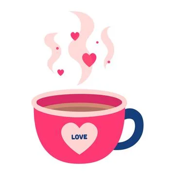 Cup of coffee. Valentine's day. Vector illustration Illustrazione stock