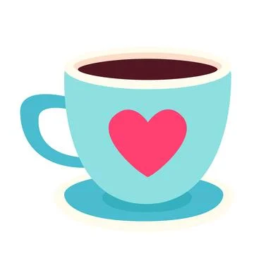 Cup of coffee. Valentines day. Vector illustration Stock Illustration