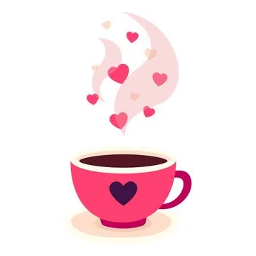 Cup of coffee. Valentines day. Vector illustration Stock Illustration