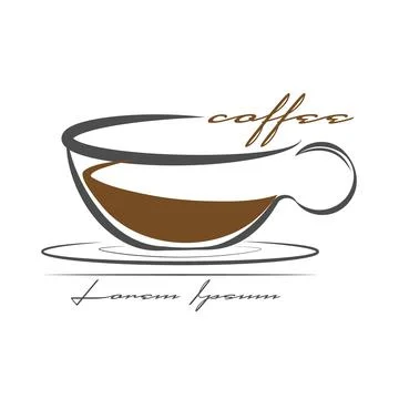 Cup of coffee. Vector template for logo, emblem or sticker, isolated on a whi Stock Illustration