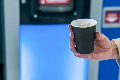 Cup of coffee from vending machine Stock Photos