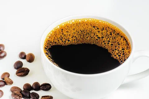 A cup of coffee on white background Stock Photos