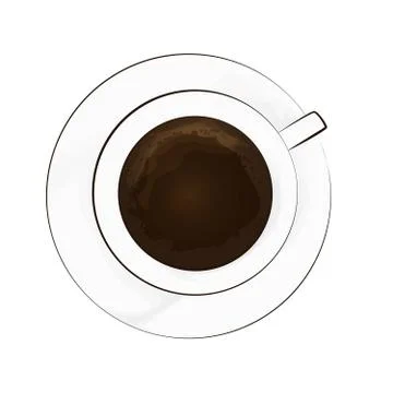 Cup of Coffee on a white Background. Top View. Stock Illustration