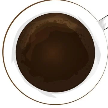 Cup of Coffee on a white Background. Top View. Stock Illustration