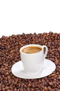 Cup of coffee on white Stock Photos