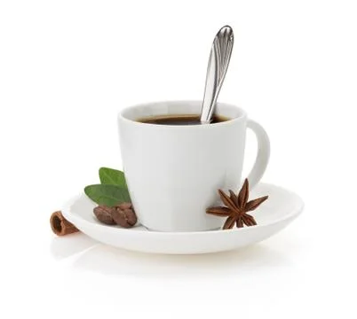 Cup of coffee on white Stock Photos