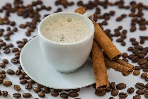 Cup of coffee on white Stock Photos