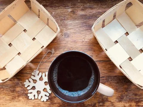 A cup of coffee in winter time Stock Photos