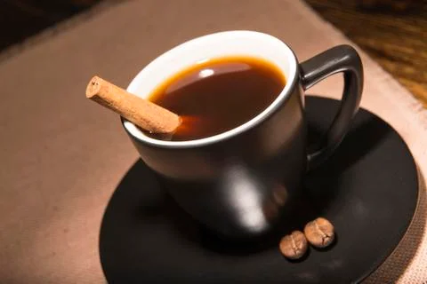 Cup of coffee on a wooden background Stock Photos