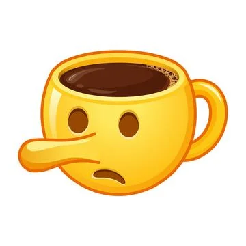 Cup of coffee yellow emoji with lying face Illustrazione stock