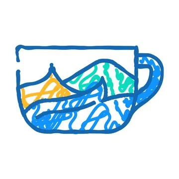 Cup coloring and drawing icon doodle illustration Stock Illustration