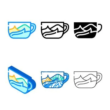 Cup coloring variations and drawing color icon vector Stock Illustration
