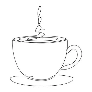 Cup continuous line art. Illustrazione stock