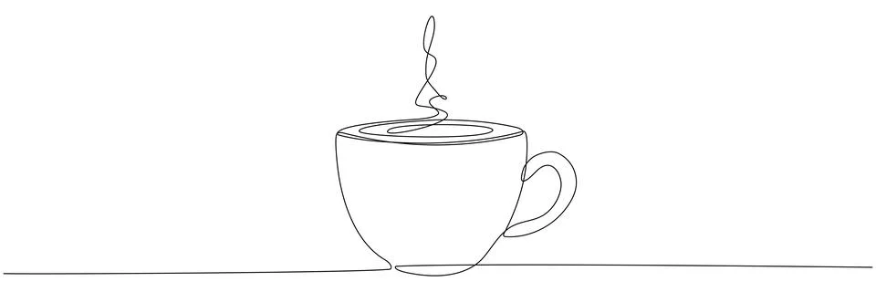 Cup continuous line art. Stock Illustration