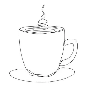 Cup continuous line art. Stock Illustration
