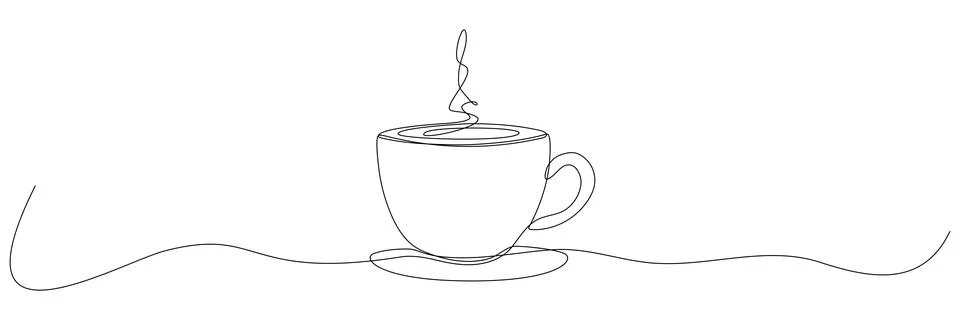 Cup continuous line art. Illustrazione stock
