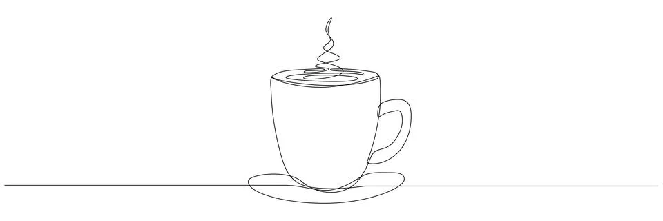Cup continuous line art. Stock Illustration