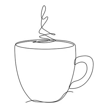 Cup continuous line art. Stock Illustration