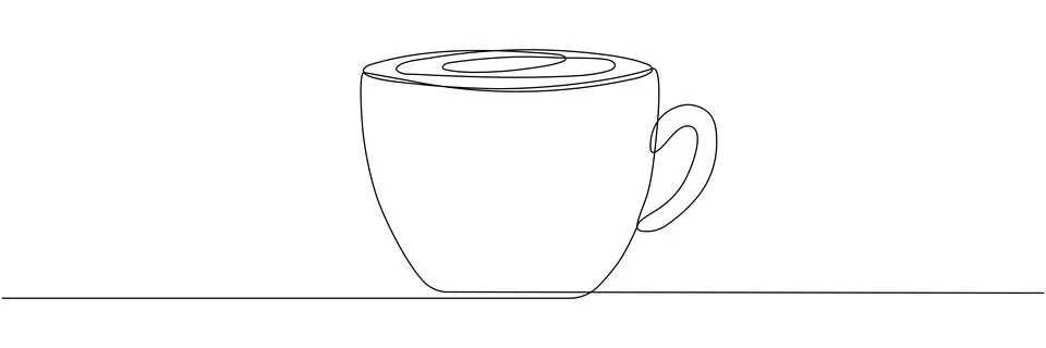Cup continuous line drawing. Stock Illustration