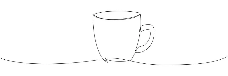 Cup continuous line drawing. Stock Illustration