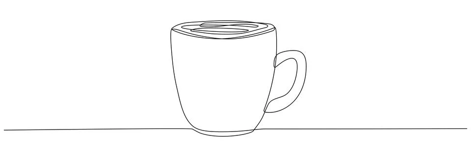 Cup continuous line drawing. Stock Illustration