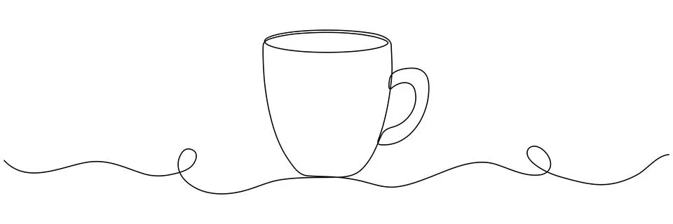 Cup continuous line drawing. Stock Illustration