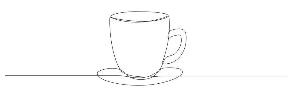 Cup continuous line drawing. Stock Illustration