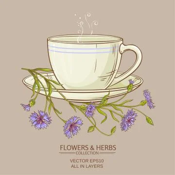 Cup of corn flower tea Stock Illustration