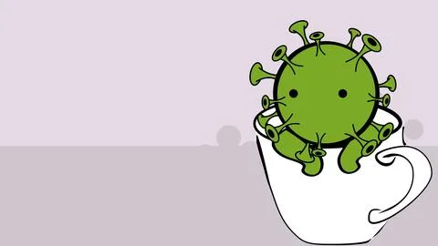Cup covid cacharacter cartoon Stock Illustration