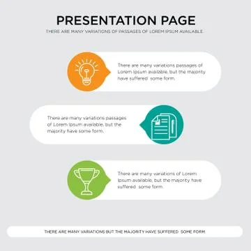 Cup, document, bulb presentation Stock Illustration