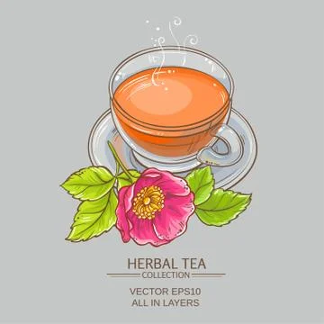 Cup of dog rose tea Stock Illustration