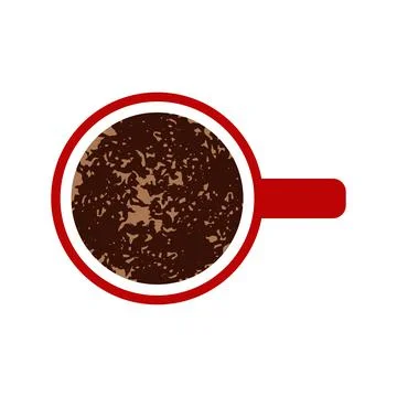Cup with drink view top. Flat style. Design for greeting card, banner, poster Illustration