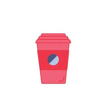 Cup with drink on white background. Main object. Comic bright color vector Stock Illustration