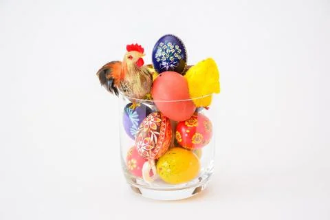 Cup of easter eggs Stock Photos