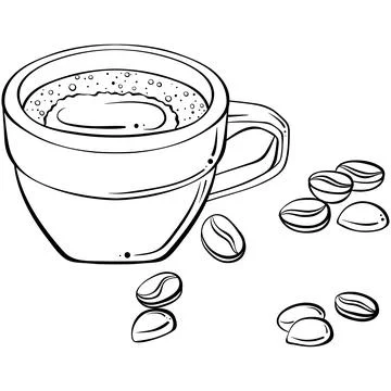 Cup of espresso with coffee beans Stock Illustration