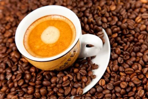 Cup of espresso coffee Stock Photos