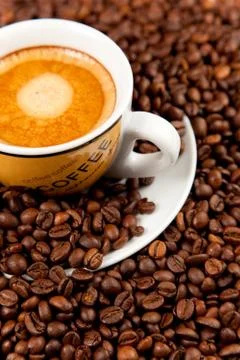 Cup of espresso coffee Stock Photos
