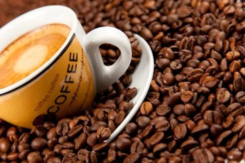 Cup of espresso coffee Stock Photos
