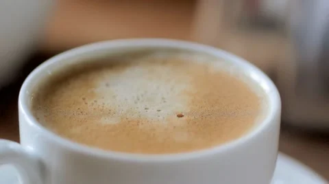 Cup of espresso coffee, rack focus Vidéo 12024139