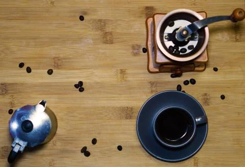 A cup of espresso coffee,view from the top Stock Photos